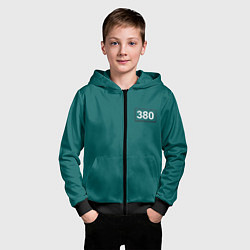 Толстовка на молнии детская Игрок 380 - Игра в кальмара, цвет: 3D-черный — фото 2