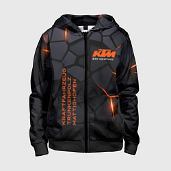 Толстовка на молнии детская KTM - плиты с эффектом свечения, цвет: 3D-черный