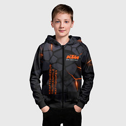 Толстовка на молнии детская KTM - плиты с эффектом свечения, цвет: 3D-черный — фото 2