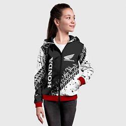 Толстовка на молнии детская Honda - следы от шин, цвет: 3D-красный — фото 2