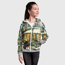 Толстовка на молнии детская Новогодние посиделки, цвет: 3D-меланж — фото 2