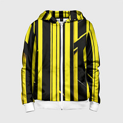 Толстовка на молнии детская Толстые жёлтые полосы на чёрном фоне, цвет: 3D-белый
