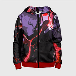 Толстовка на молнии детская Красный разлом в камне, цвет: 3D-красный