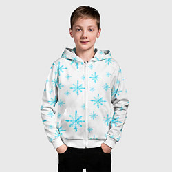 Толстовка на молнии детская Зимний узор из снежинок, цвет: 3D-белый — фото 2