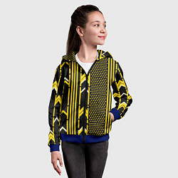 Толстовка на молнии детская Жёлтые обои на чёрном фоне, цвет: 3D-синий — фото 2