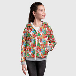 Толстовка на молнии детская Новогодние игрушки, цвет: 3D-меланж — фото 2