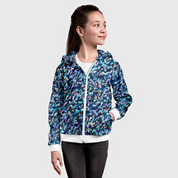 Толстовка на молнии детская Абстрактная текстура синий пёстрый, цвет: 3D-белый — фото 2