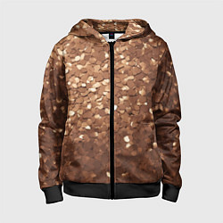 Толстовка на молнии детская Золотые частицы, цвет: 3D-черный