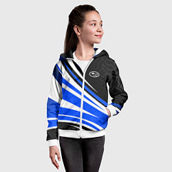 Толстовка на молнии детская Субару - бело-синий, цвет: 3D-белый — фото 2