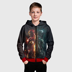 Толстовка на молнии детская Железный Человек - Доктор Дум, цвет: 3D-красный — фото 2