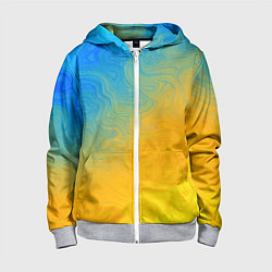 Толстовка на молнии детская Желто голубой градиент, цвет: 3D-меланж