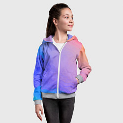 Толстовка на молнии детская Сине фиолетовый градиент, цвет: 3D-меланж — фото 2