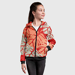 Толстовка на молнии детская Отпечатки монстеры на красном, цвет: 3D-черный — фото 2