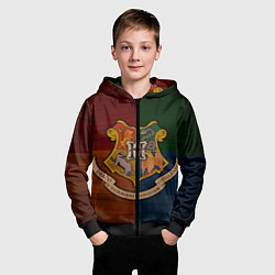 Толстовка на молнии детская Hogwarts emblem, цвет: 3D-черный — фото 2