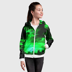 Толстовка на молнии детская Кислотный зелёный закат, цвет: 3D-белый — фото 2