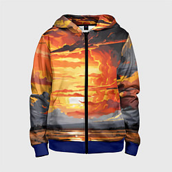 Толстовка на молнии детская Багровый закат, цвет: 3D-синий