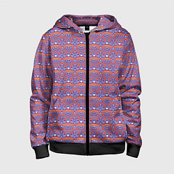 Толстовка на молнии детская Узор оранжево-синий, цвет: 3D-черный