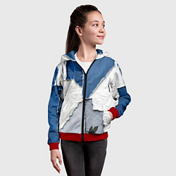 Толстовка на молнии детская Сине-белый пэчворк, цвет: 3D-красный — фото 2