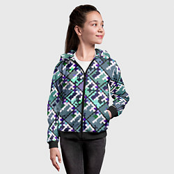 Толстовка на молнии детская Бирюзовый абстрактный паттерн, цвет: 3D-черный — фото 2