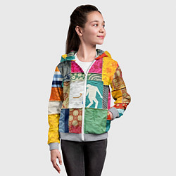 Толстовка на молнии детская Пэчворк с человечком, цвет: 3D-меланж — фото 2