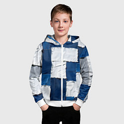 Толстовка на молнии детская Джинсовый пэчворк, цвет: 3D-белый — фото 2