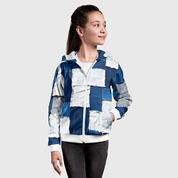 Толстовка на молнии детская Джинсовый пэчворк, цвет: 3D-белый — фото 2