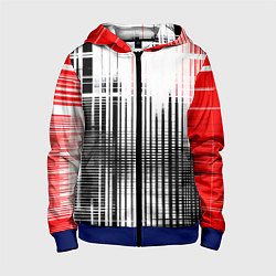 Толстовка на молнии детская Красно-чёрный гранж на белом фоне, цвет: 3D-синий