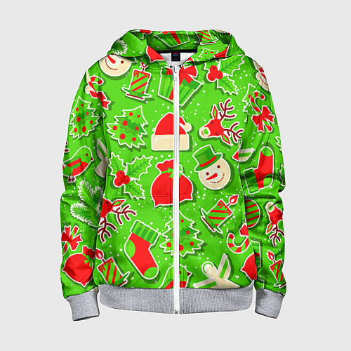 Детская толстовка на молнии Новогоднее настроение паттерн / 3D-Меланж – фото 1