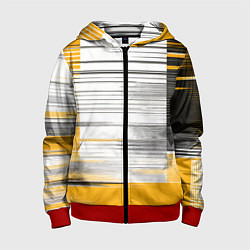 Толстовка на молнии детская Чёрные вертикальные полосы на жёлто-белом фоне, цвет: 3D-красный