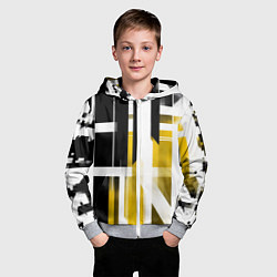 Толстовка на молнии детская Чёрно-жёлтые вертикальные и горизонтальные полосы, цвет: 3D-меланж — фото 2