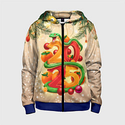 Толстовка на молнии детская Веселая змея 2025, цвет: 3D-синий