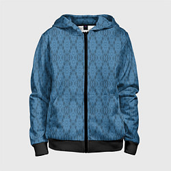 Толстовка на молнии детская Синий абстрактный геометрический узор, цвет: 3D-черный