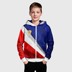 Толстовка на молнии детская Герб России - триколор, цвет: 3D-белый — фото 2