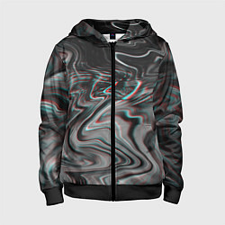 Толстовка на молнии детская Градиентный glitch, цвет: 3D-черный