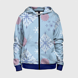 Толстовка на молнии детская Снежинки Эльзы, цвет: 3D-синий
