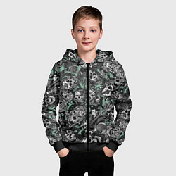 Толстовка на молнии детская Самурай и черепа с масками, цвет: 3D-черный — фото 2