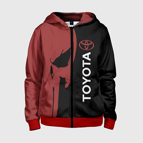 Детская толстовка на молнии Toyota и череп / 3D-Красный – фото 1
