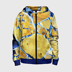 Толстовка на молнии детская Жёлто-синяя абстракция, цвет: 3D-синий
