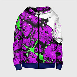 Толстовка на молнии детская Зелёно-розовая абстракция на белом фоне, цвет: 3D-синий