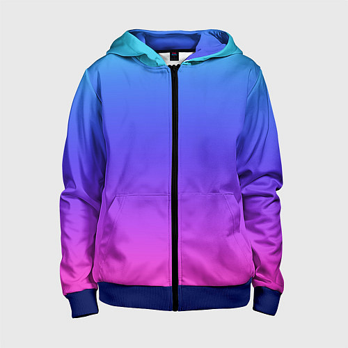Детская толстовка на молнии Градиент закат сине-розовый / 3D-Синий – фото 1