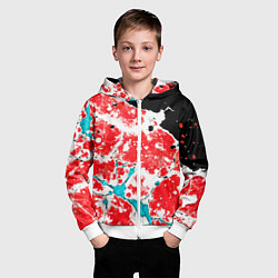 Толстовка на молнии детская Сине красная абстракция на чёрном фоне, цвет: 3D-белый — фото 2