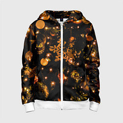 Толстовка на молнии детская Новогоднее украшение, цвет: 3D-белый