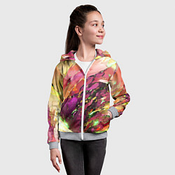 Толстовка на молнии детская Красно-жёлтая абстракция, цвет: 3D-меланж — фото 2