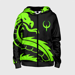 Толстовка на молнии детская Квейк кислотный дракон лого, цвет: 3D-черный