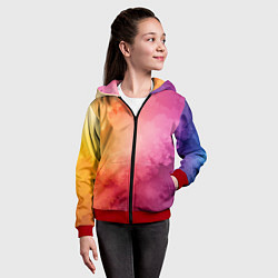 Толстовка на молнии детская Облака краски, цвет: 3D-красный — фото 2