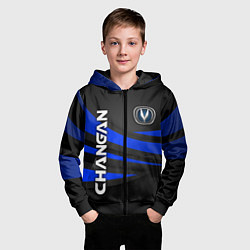 Толстовка на молнии детская Чанган - синяя волна, цвет: 3D-черный — фото 2