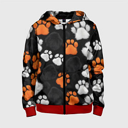 Толстовка на молнии детская Мохнатые лапки, цвет: 3D-красный