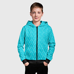 Толстовка на молнии детская Неоновый голубой паттерн со звёздочками, цвет: 3D-черный — фото 2