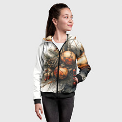 Толстовка на молнии детская Новогодние игрушки и шишки, цвет: 3D-черный — фото 2