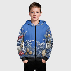 Толстовка на молнии детская Новогодние веточки, цвет: 3D-черный — фото 2